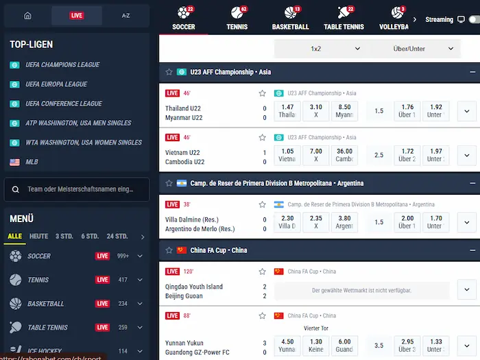 Rabona Casino sport live